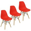 Ver imagem 3 de Kit 3 Cadeiras Charles Eames Eiffel Wood Design - Vermelha Vermelho