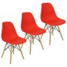 Kit 3 Cadeiras Charles Eames Eiffel Wood Design - Vermelha Vermelho - 3