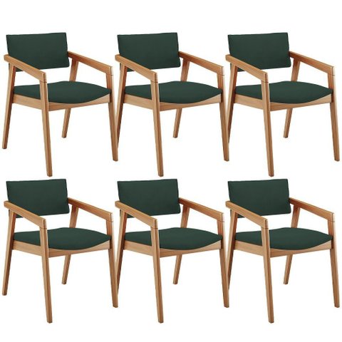 Kit 06 Cadeiras para Sala de Jantar Estar Living Giorgia B04 Suede Verde Musgo