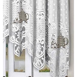 Cortina Renda Cascata Cozinha Branca Bule Cinza 3x100 Alt - 2