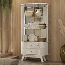 Ver imagem 1 de Cristaleira com Espelho Led 4 Portas 2 Gavetas Moss - Calacata/off White