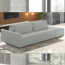 Ver imagem 1 de Sofá Ilha Modulado Milos 252cm Puff Lateral Veludo Cinza G33 - Gran Belo