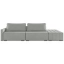 Ver imagem 5 de Sofá Ilha Modulado Milos 252cm Puff Lateral Veludo Cinza G33 - Gran Belo