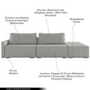 Ver imagem 3 de Sofá Ilha Modulado Milos 252cm Puff Lateral Veludo Cinza G33 - Gran Belo