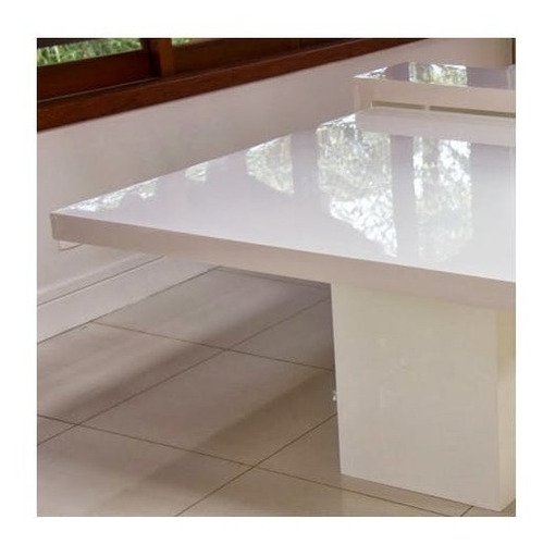 Mesa Quadrada Branca Para Sala De Jantar Laca + Vidro