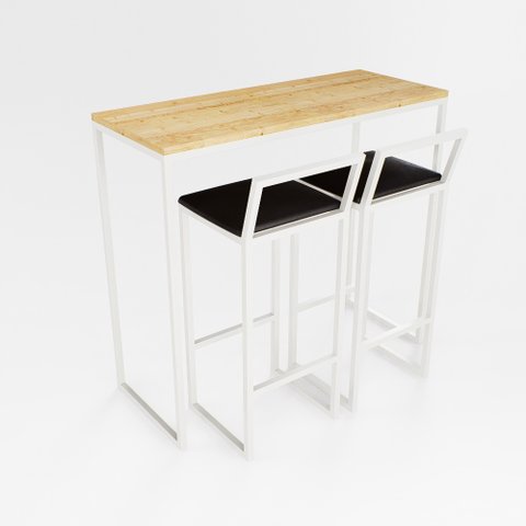 Bancada Cozinha Balcão Gourmet Pinus 2 Banquetas Estofado Br