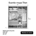 Ver imagem 3 de Guarda Roupa Solteiro Titan C- Espelho 2 Portas de Correr 2 Gavetas MDF Branco Bom Pastor Móveis