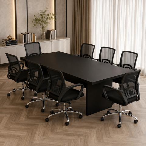 Mesa de Reunião para Escritório 8 Lugares 220x100cm Tampo 30mm ME4190 Preto - Tecnomobili