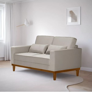 Sofá Living Valência 1,58mt C/base Madeira de Reflorestamento - Espuma D-28 - Linho Bege