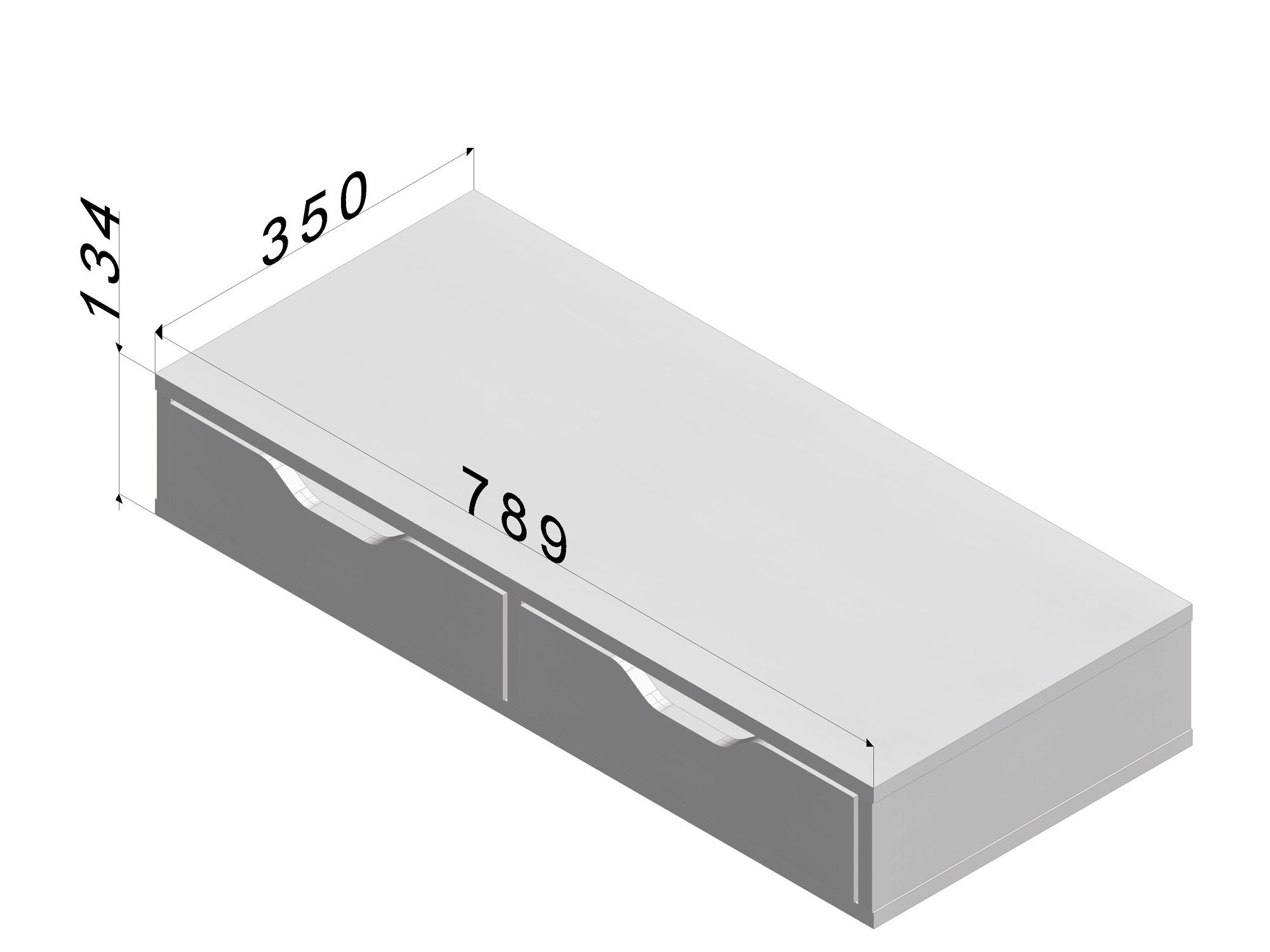 Gaveteiro Fixo Parede 02 Gavetas Horizontal 790x350x135mm - Branco - Bidê, Gaveteiro Suspenso, Banca - 3