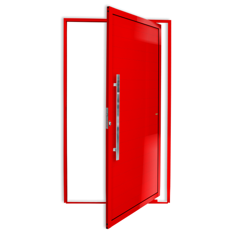 Porta Pivotante Alumínio Lambril c/Puxador e.Vermelho 120 Brimak