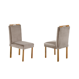 Conjunto Sala de Jantar Roma Mesa e Cadeiras Bege Madeira Maciça - 4