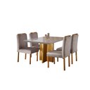 Ver imagem 2 de Conjunto Sala de Jantar Roma Mesa e Cadeiras Bege Madeira Maciça