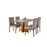 Conjunto Sala de Jantar Roma Mesa e Cadeiras Bege Madeira Maciça - 2