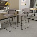 Ver imagem 2 de Kit 2 Banquetas Alta para Cozinha Sala de Jantar Base em Aço Fixa Allana L02 Linho Bege - Lyam