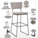 Ver imagem 4 de Kit 2 Banquetas Alta para Cozinha Sala de Jantar Base em Aço Fixa Allana L02 Linho Bege - Lyam