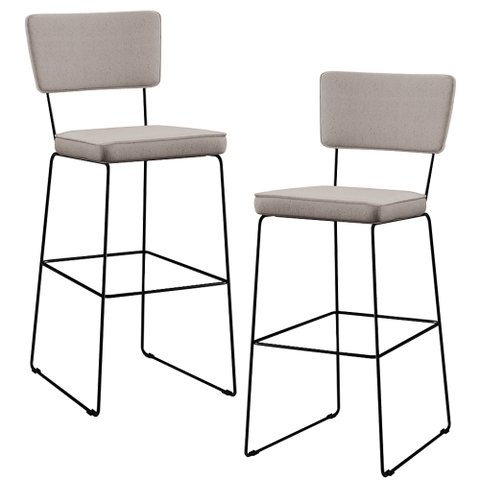 Kit 2 Banquetas Alta para Cozinha Sala de Jantar Base em Aço Fixa Allana L02 Linho Bege - Lyam