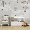 Ver imagem 2 de Papel de parede balãozinho aviãozinho infantil para quarto de bebê M² PP61