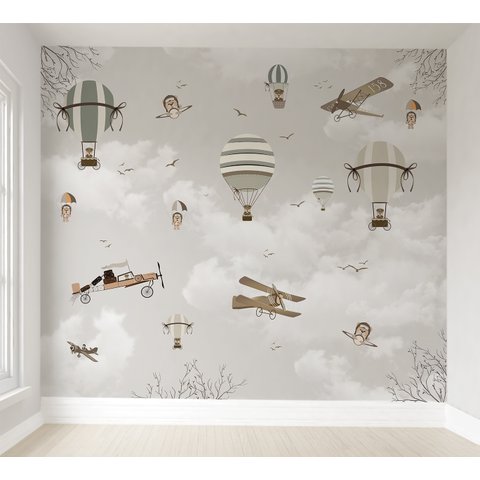 Papel de parede balãozinho aviãozinho infantil para quarto de bebê M² PP61
