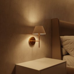Arandela de Parede Clássica com Interruptor Dourado e Cúpula Bege com Lâmpada Branco Quente - 1