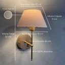 Ver imagem 3 de Arandela de Parede Clássica Dourado com Interruptor e Cúpula Bege Ref 16 com Lâmpada Branco Quente