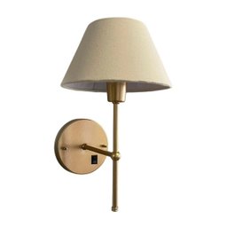 Arandela Classica Colonial Interruptor Cupula Tecido Algodao Dourado com Cupula Bege - 3
