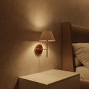 Ver imagem 1 de Arandela de Parede Clássica Dourado com Interruptor e Cúpula Bege Ref 16 com Lâmpada Branco Quente