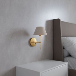 Arandela de Parede Clássica com Interruptor Dourado e Cúpula Bege com Lâmpada Branco Quente - 9