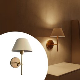 Arandela de Parede Clássica com Interruptor Dourado e Cúpula Bege com Lâmpada Branco Quente - 4