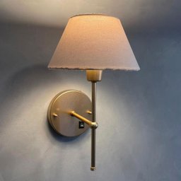 Arandela Classica Colonial Interruptor Cupula Tecido Algodao Dourado com Cupula Bege - 2