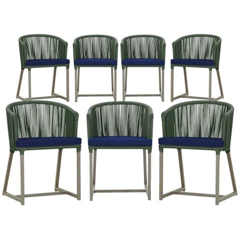 7 Cadeiras de Jantar Área Noronha Fendi E10 Trama Original Verde