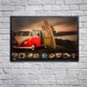 Poster com Moldura Kombi Vermelha e Prancha de Surf sem Vidro 90x60cm - 2