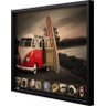 Poster com Moldura Kombi Vermelha e Prancha de Surf sem Vidro 90x60cm - 6
