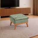 Ver imagem 3 de Puff Quadrado Acquablock Pillow Estofado Sala Pé Madeira Verde