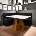 Ver imagem 2 de Kit Canto Alemão 4 Lugares com Baú e Capitonê Veludo Preto 1,25x1,60m Sofa Store