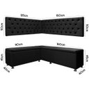 Ver imagem 6 de Kit Canto Alemão 4 Lugares com Baú e Capitonê Veludo Preto 1,25x1,60m Sofa Store