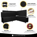 Ver imagem 7 de Kit Canto Alemão 4 Lugares com Baú e Capitonê Veludo Preto 1,25x1,60m Sofa Store