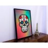 Quadro Decorativo Abstrato Caveira Mexicana Feliz Colorida Floral 50x70cm - 2