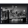 Poster com Moldura Ponte Do Brooklyn Nova York em Preto e Branco sem Vidro 90x60cm - 1