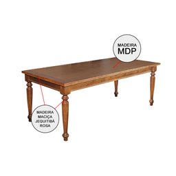 Conjunto Jantar Mesa Franscisca 270x100 Madeira Maciça com 10 Cadeiras Ripada Confort Castanho - 3