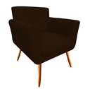 Ver imagem 1 de Poltrona Decorativa Sabrina Couro Marrom Pés Madeira Ms Decor