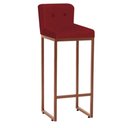 Ver imagem 2 de Kit 03 Banqueta Alta Com Encosto Lucca Industrial Cozinha Balcão Ferro Bronze Botão Corino