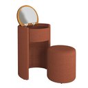 Ver imagem 6 de Kit Puff Penteadeira Vega com Espelho e Puff Menor Boucle Premium Maquiagem Quarto - Terra Cota