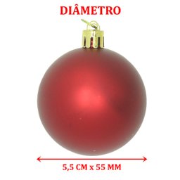 Kit 12 Bolas Vermelha Natal Decoração Árvore de Natal 55mm - 2