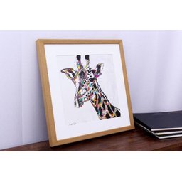 Quadro Decorativo Ilustração Girafa Colorida 40x40cm - 4
