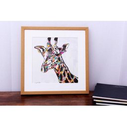 Quadro Decorativo Ilustração Girafa Colorida 40x40cm - 3