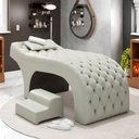 Ver imagem 2 de Maca Salão de Beleza Para Esteticista Charme e Puff Escada Estofada 190x60cm Sintético - Desk Design