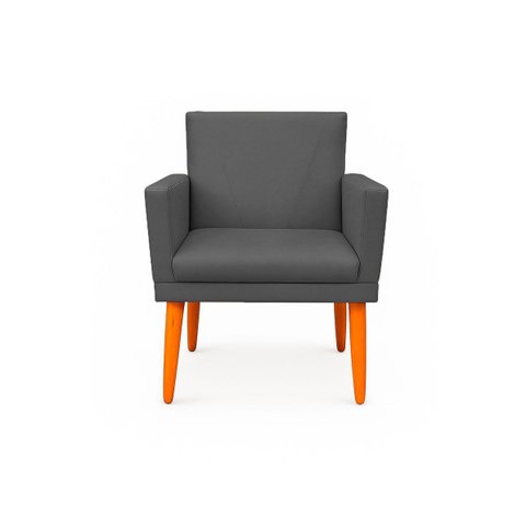 Poltrona Cadeira para Sala Confortável e Minimalista Paris em Suede Chumbo
