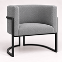 Ver mais imagens de Poltrona Decorativa Luna Bouclé Premium para Sala Escritório Recepção Base Circular em Ferro Madeira