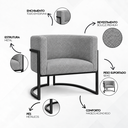 Ver imagem 6 de Poltrona Decorativa Luna Bouclé Premium para Sala Escritório Recepção Base Circular em Ferro Madeira